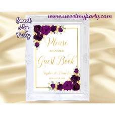 Eggplant Guest Book Sign,Plum Guest Book sign,(19w) Eggplant Guest Book Sign,Plum Guest Book sign,(19w)